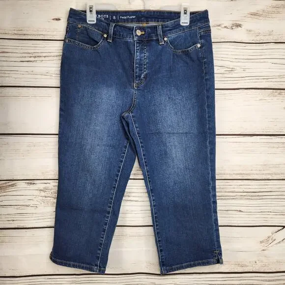 Talbots Woman's Flawless 8 Pedal Pusher Capri Denim Casual - Picture 2 of 9